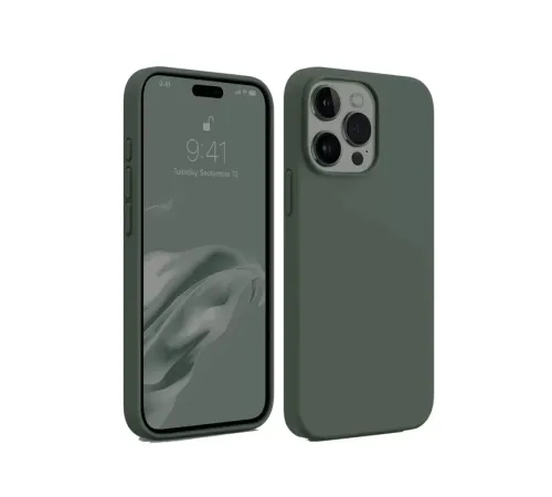 Apple iPhone 15 Pro Kılıf First Silikon - Koyu Yeşil