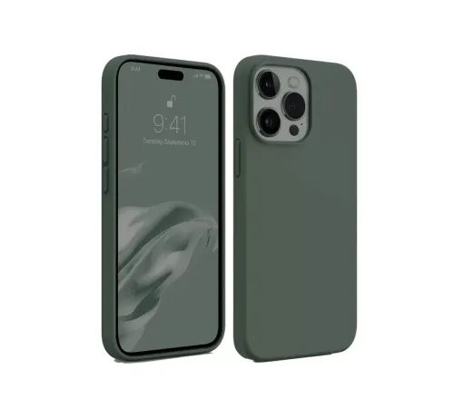 Apple iPhone 15 Pro Kılıf First Silikon - Koyu Yeşil