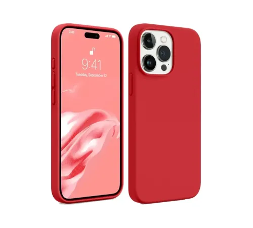 Apple iPhone 15 Pro Max Kılıf First Silikon - Kırmızı