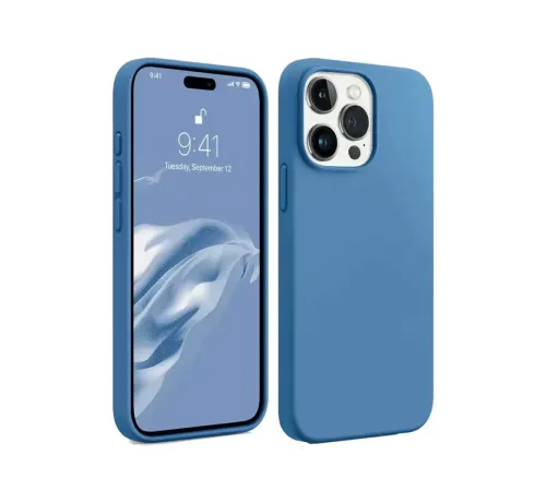 Apple iPhone 15 Pro Max Kılıf First Silikon - Mavi