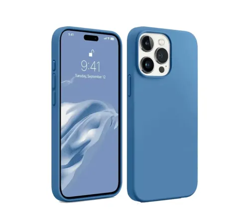Apple iPhone 15 Pro Max Kılıf First Silikon - Mavi