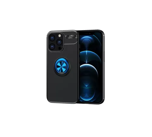 Apple iPhone 13 Pro Kılıf Range Yüzüklü Silikon - Siyah-Mavi