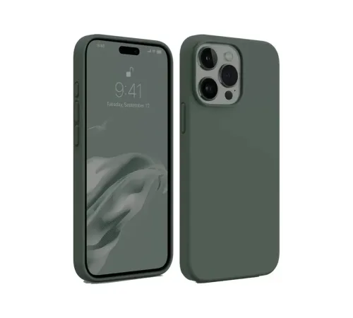 Apple iPhone 15 Pro Max Kılıf First Silikon - Koyu Yeşil