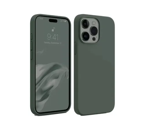 Apple iPhone 15 Pro Max Kılıf First Silikon - Koyu Yeşil