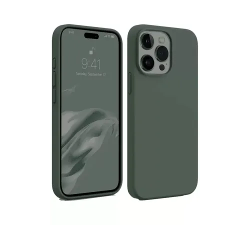 Apple iPhone 15 Pro Max Kılıf First Silikon - Koyu Yeşil