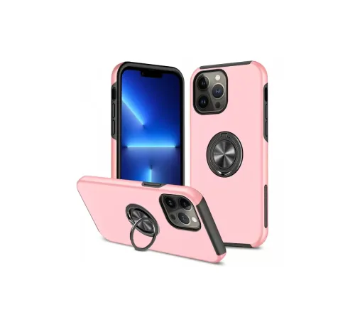 Apple iPhone 13 Pro Kılıf Elit Yüzüklü Kapak - Pembe