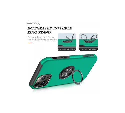 Apple iPhone 13 Pro Kılıf Elit Yüzüklü Kapak - Yeşil