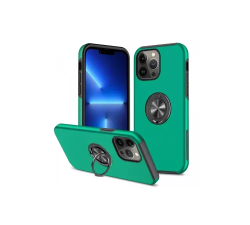 Apple iPhone 13 Pro Kılıf Elit Yüzüklü Kapak - Yeşil