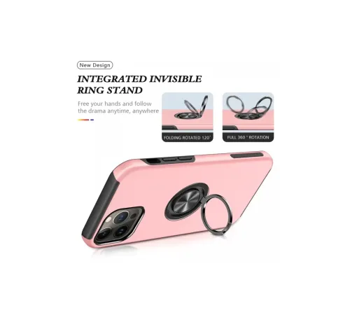 Apple iPhone 13 Pro Max Kılıf Elit Yüzüklü Kapak - Pembe