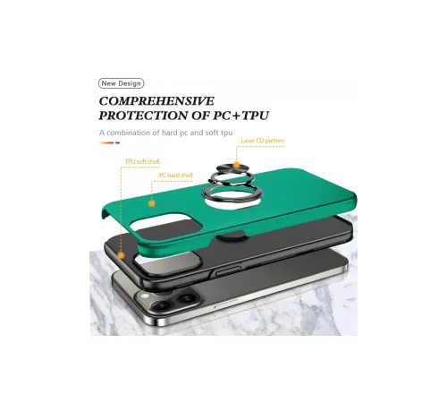 Apple iPhone 13 Pro Max Kılıf Elit Yüzüklü Kapak - Yeşil