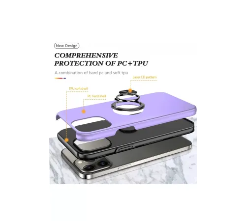 Apple iPhone 13 Pro Max Kılıf Elit Yüzüklü Kapak - Mor