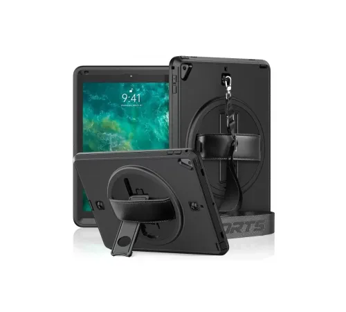 Apple iPad 5 Air 9.7 Kılıf Strap-C Otterbox Tablet Kapak - Siyah