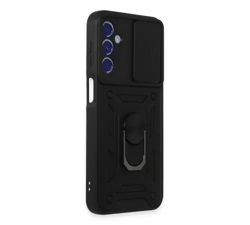 Samsung Galaxy M34 5G Kılıf Pars Lens Yüzüklü Silikon - Siyah