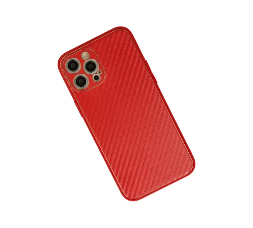 Apple iPhone 12 Pro Max Kılıf Coco Karbon Silikon - Kırmızı
