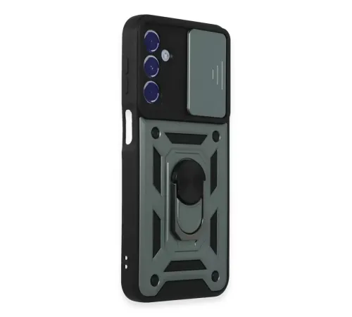 Samsung Galaxy M34 5G Kılıf Pars Lens Yüzüklü Silikon - Yeşil