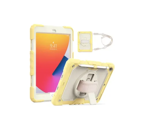 Apple iPad 10.2 (7.nesil) Kılıf Strap New Tablet Kapak - Sarı