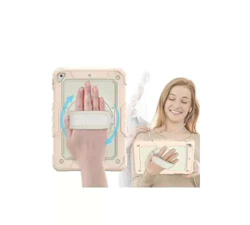 Apple iPad 5 Air 9.7 Kılıf Strap New Tablet Kapak - Pembe