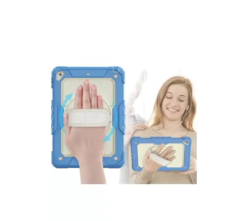 Apple iPad 5 Air 9.7 Kılıf Strap New Tablet Kapak - Mavi