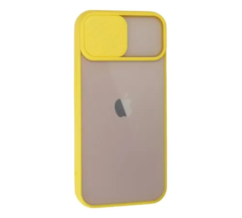 Apple iPhone 13 Kılıf Palm Buzlu Kamera Sürgülü Silikon - Sarı