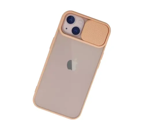 Apple iPhone 13 Kılıf Palm Buzlu Kamera Sürgülü Silikon - Pembe