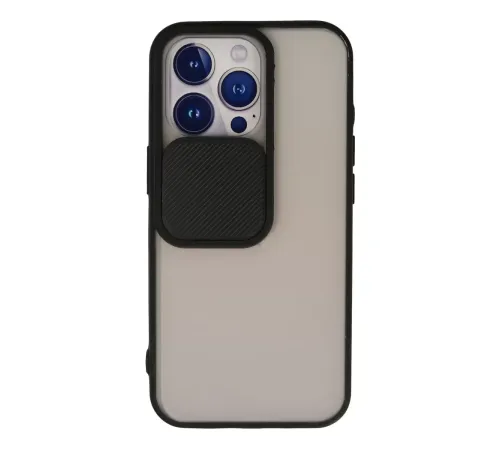 Apple iPhone 13 Pro Kılıf Palm Buzlu Kamera Sürgülü Silikon - Siyah