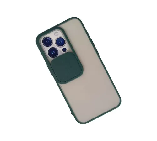 Apple iPhone 13 Pro Kılıf Palm Buzlu Kamera Sürgülü Silikon - Yeşil