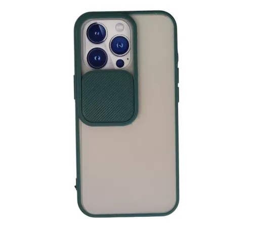 Apple iPhone 13 Pro Kılıf Palm Buzlu Kamera Sürgülü Silikon - Yeşil