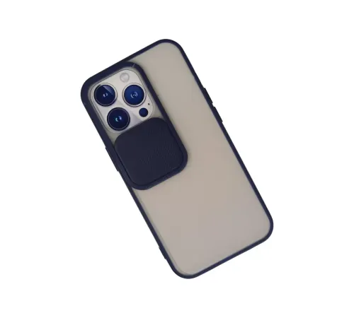 Apple iPhone 13 Pro Kılıf Palm Buzlu Kamera Sürgülü Silikon - Lacivert