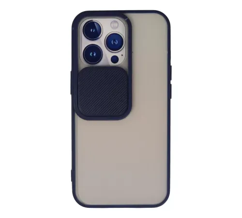 Apple iPhone 13 Pro Kılıf Palm Buzlu Kamera Sürgülü Silikon - Lacivert