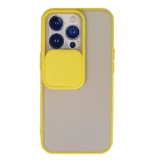 Apple iPhone 13 Pro Kılıf Palm Buzlu Kamera Sürgülü Silikon - Sarı