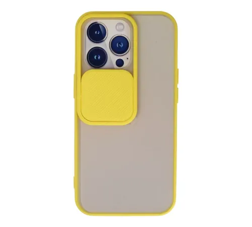 Apple iPhone 13 Pro Kılıf Palm Buzlu Kamera Sürgülü Silikon - Sarı