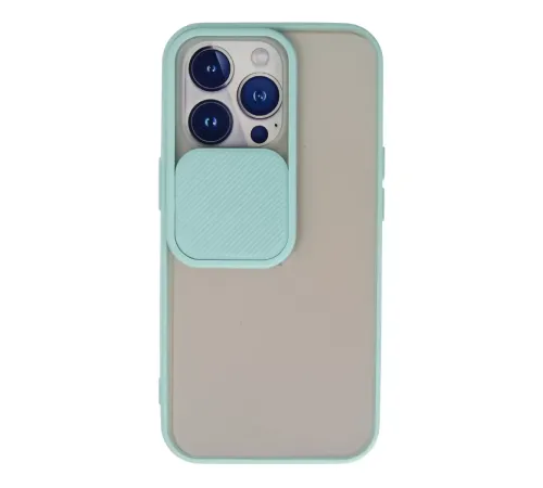 Apple iPhone 13 Pro Kılıf Palm Buzlu Kamera Sürgülü Silikon - Turkuaz
