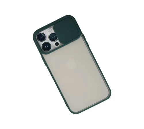 Apple iPhone 13 Pro Max Kılıf Palm Buzlu Kamera Sürgülü Silikon - Yeşil