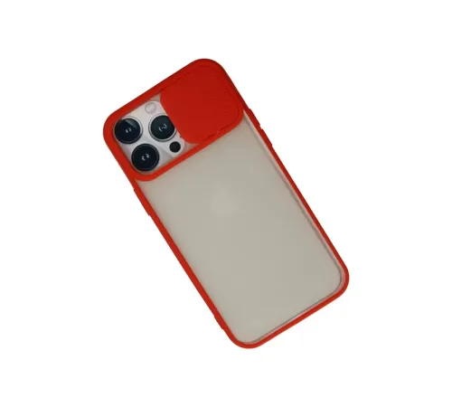 Apple iPhone 13 Pro Max Kılıf Palm Buzlu Kamera Sürgülü Silikon - Kırmızı