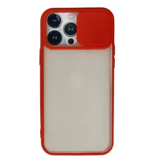 Apple iPhone 13 Pro Max Kılıf Palm Buzlu Kamera Sürgülü Silikon - Kırmızı