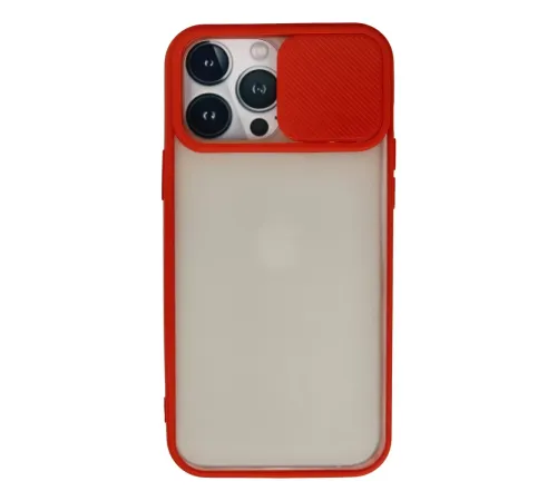 Apple iPhone 13 Pro Max Kılıf Palm Buzlu Kamera Sürgülü Silikon - Kırmızı
