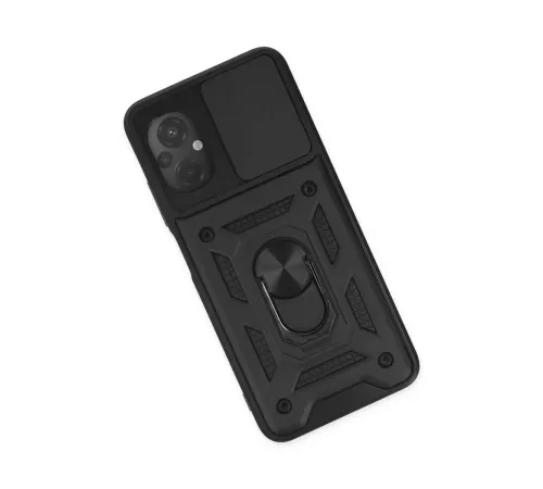 Xiaomi Poco M5 Kılıf Pars Lens Yüzüklü Silikon - Siyah