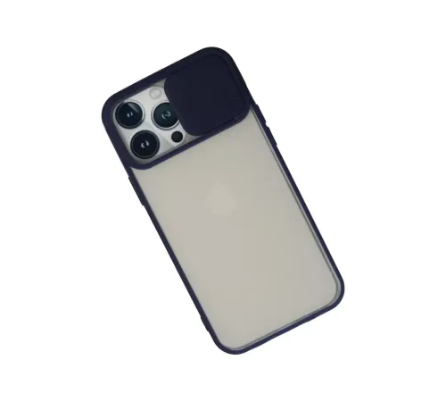 Apple iPhone 13 Pro Max Kılıf Palm Buzlu Kamera Sürgülü Silikon - Lacivert