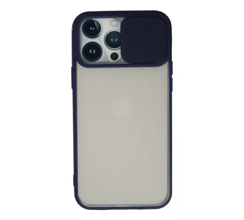 Apple iPhone 13 Pro Max Kılıf Palm Buzlu Kamera Sürgülü Silikon - Lacivert