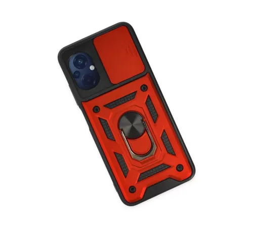 Xiaomi Poco M5 Kılıf Pars Lens Yüzüklü Silikon - Kırmızı