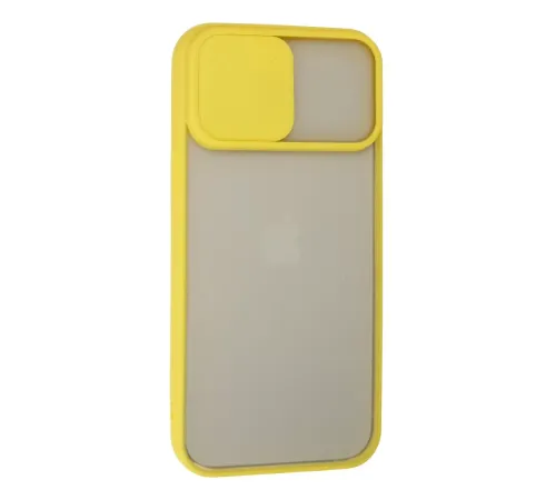 Apple iPhone 13 Pro Max Kılıf Palm Buzlu Kamera Sürgülü Silikon - Sarı