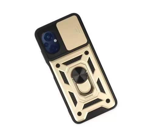 Xiaomi Poco M5 Kılıf Pars Lens Yüzüklü Silikon - Gold