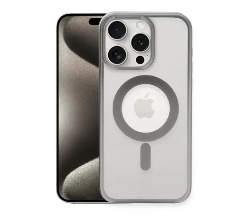 Apple iPhone 15 Pro Max Kılıf Erozi Magsafe Kapak - Gümüş