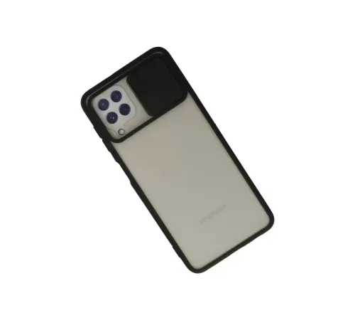 Samsung Galaxy A22 Kılıf Palm Buzlu Kamera Sürgülü Silikon - Siyah