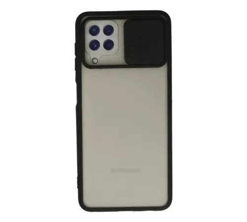 Samsung Galaxy A22 Kılıf Palm Buzlu Kamera Sürgülü Silikon - Siyah