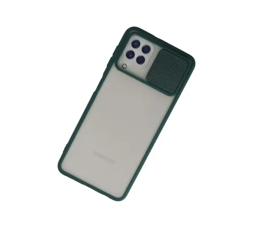 Samsung Galaxy A22 Kılıf Palm Buzlu Kamera Sürgülü Silikon - Yeşil