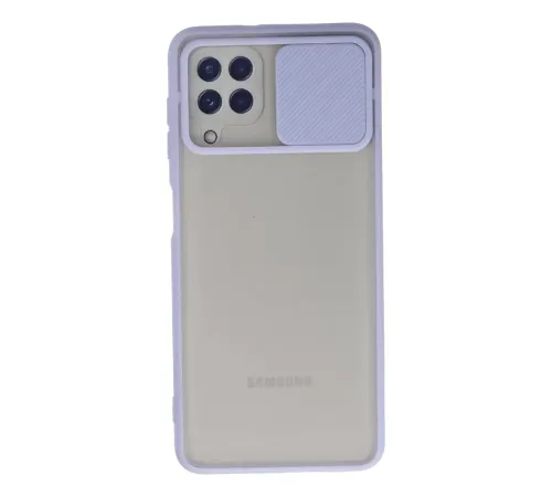 Samsung Galaxy A22 Kılıf Palm Buzlu Kamera Sürgülü Silikon - Lila