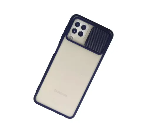 Samsung Galaxy A22 Kılıf Palm Buzlu Kamera Sürgülü Silikon - Lacivert