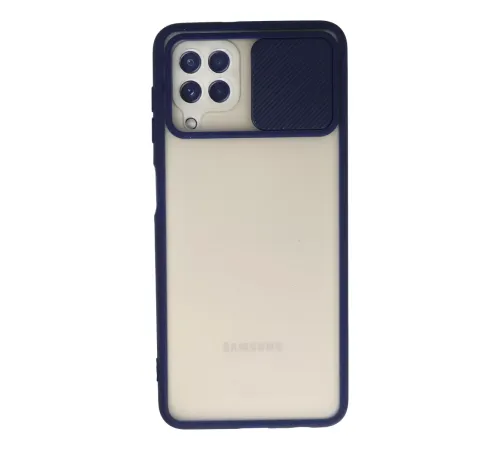 Samsung Galaxy A22 Kılıf Palm Buzlu Kamera Sürgülü Silikon - Lacivert