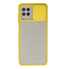 Samsung Galaxy A22 Kılıf Palm Buzlu Kamera Sürgülü Silikon - Sarı